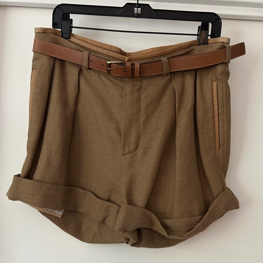 Chloe leather trimmed trouser shirt with belt
